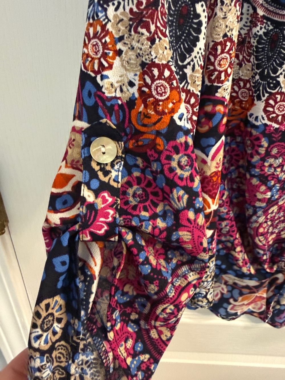 Ruby Rd. Multicolor Patchwork Floral Button-Front Shirt - Picture 6 of 8